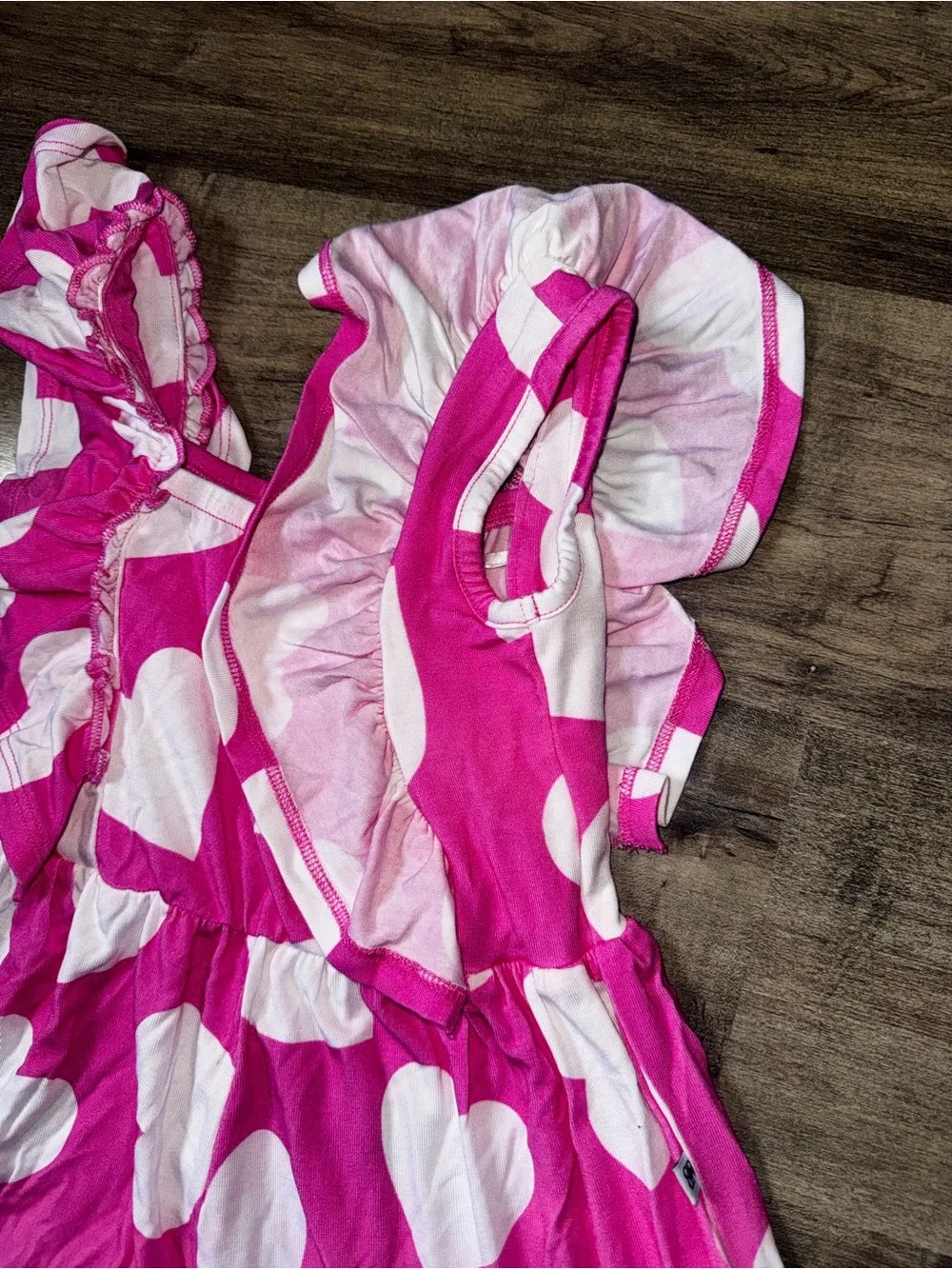 Bums & Roses 3T Hot Pink Hearts Flare Leg Romper Bamboo Retired Drop